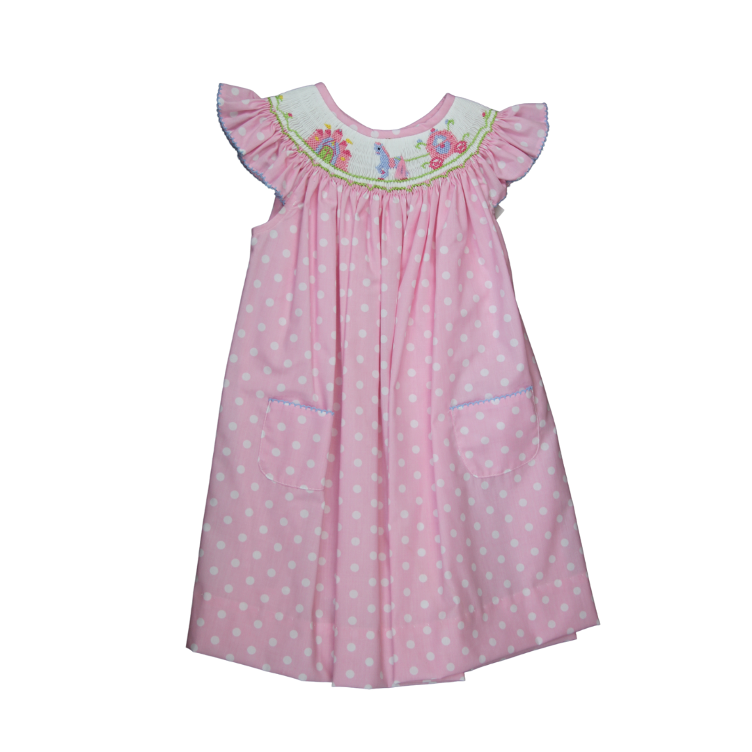 Princess Smocked Polka Dot Bishop Dress – T.Noelle Princess Smocked Polka Dot Bishop Dress – T.Noelle