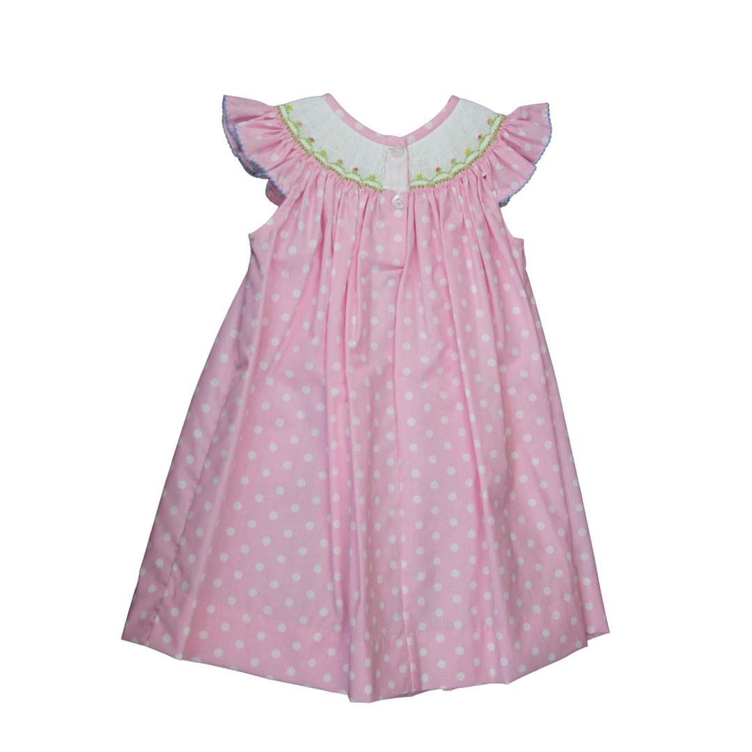 princess smocked bishop dress Girls Pink Easter Smocked Bishop Dress Set